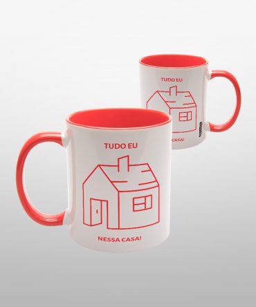Caneca Alça Colorida<br>Tudo eu nessa casa