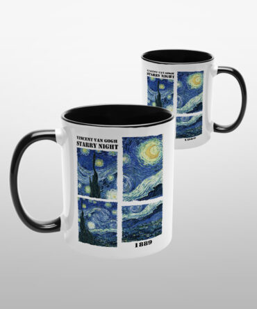 Caneca Alça Colorida <br> Van Gogh - Stary Night
